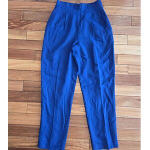 Vintage 80s 90s Women's 10 Casual Front Pockets Tapered Ankle Pants Blue/Purple